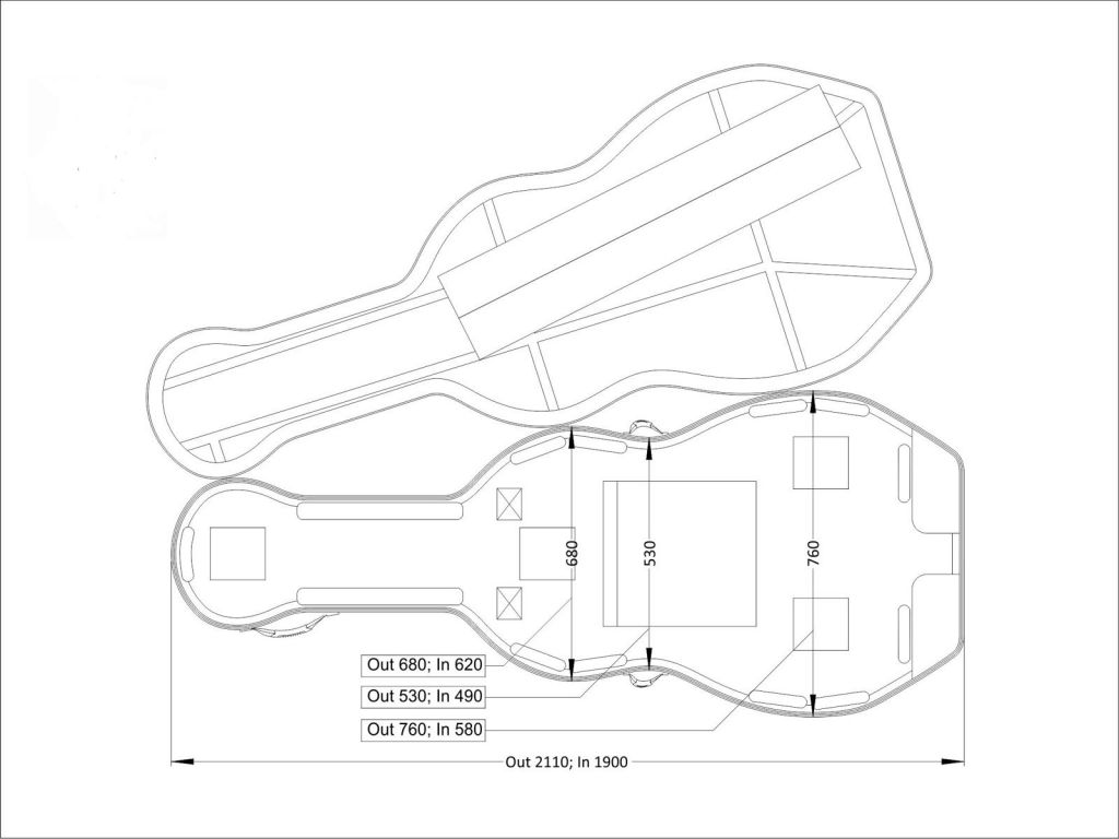 Contrabas koffer carbon B 3/4 4/4 - Afbeelding 2