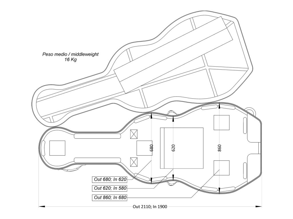 Contrabas koffer carbon B 3/4 4/4 - Afbeelding 9